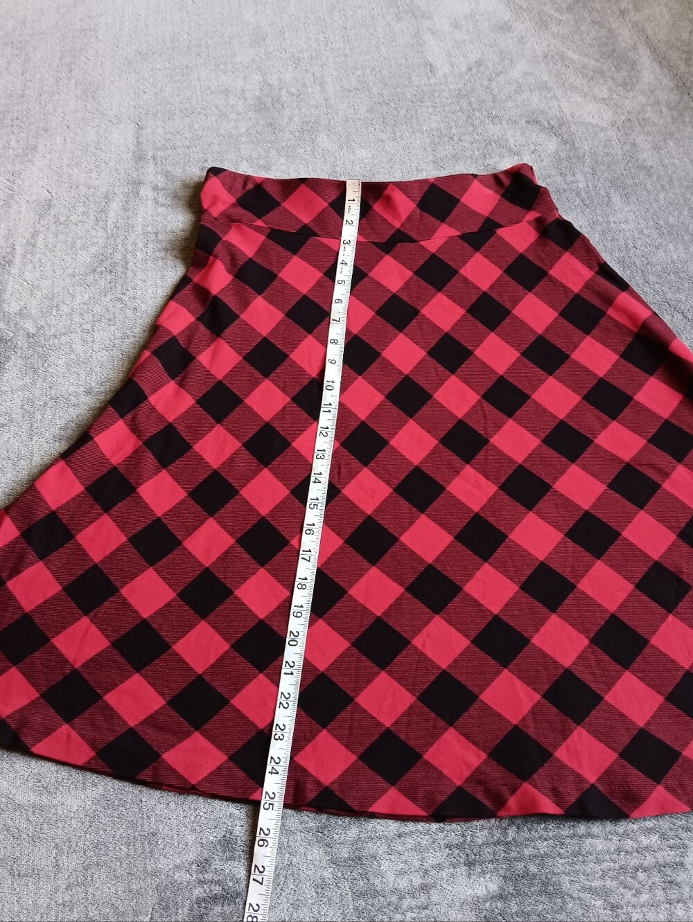 Red Black Plaid A-Line Skirt By Chaps, 100% Cotton, Medium, Soft Stretchy Comfy - Picture 4 of 6